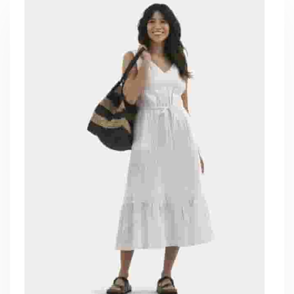 NWT White Gauze Sleeveless MIDI Dress Large